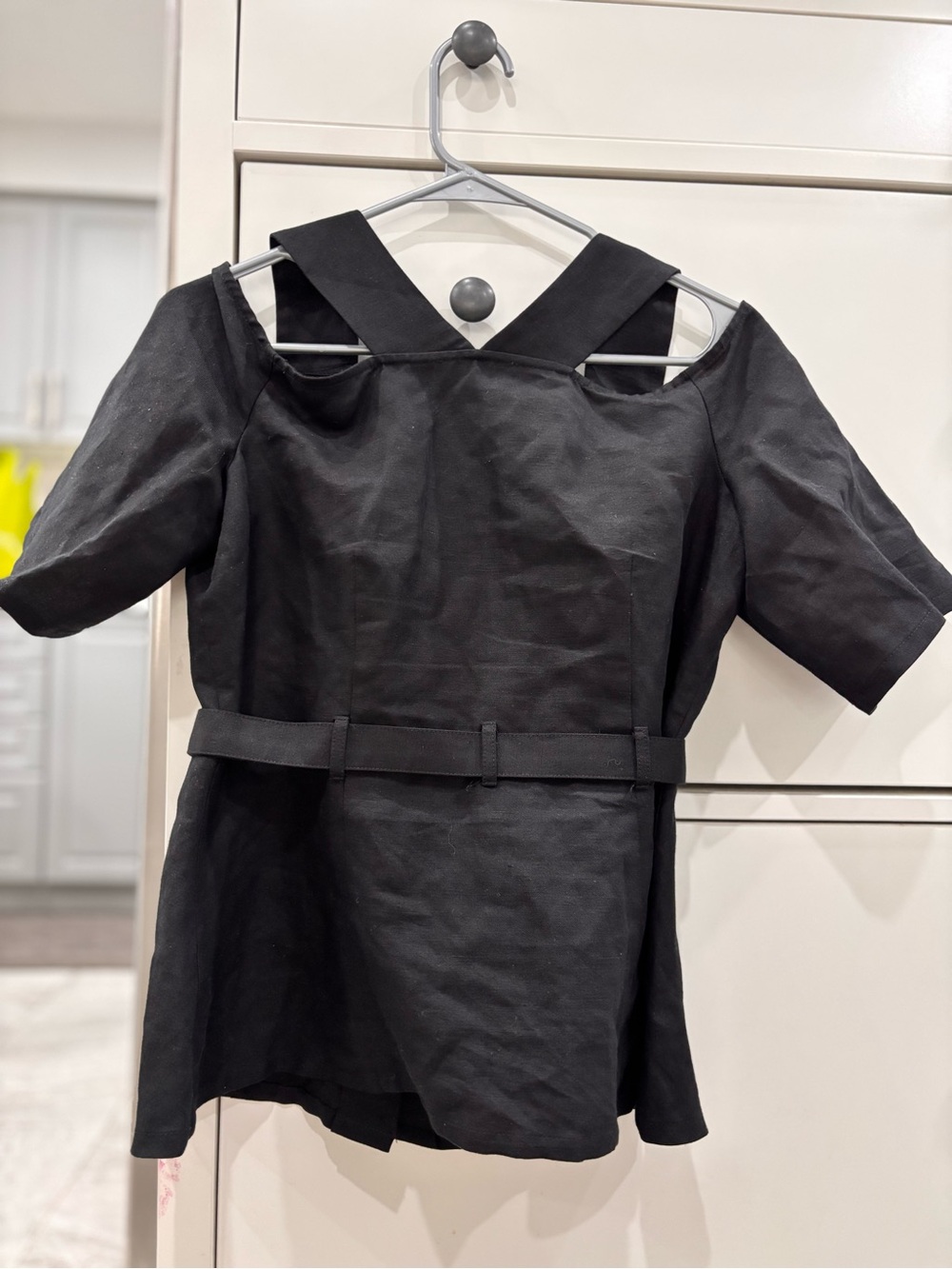 7 for all mankind Short Sleeve Buttoned Top with Belt - Picture 3 of 4